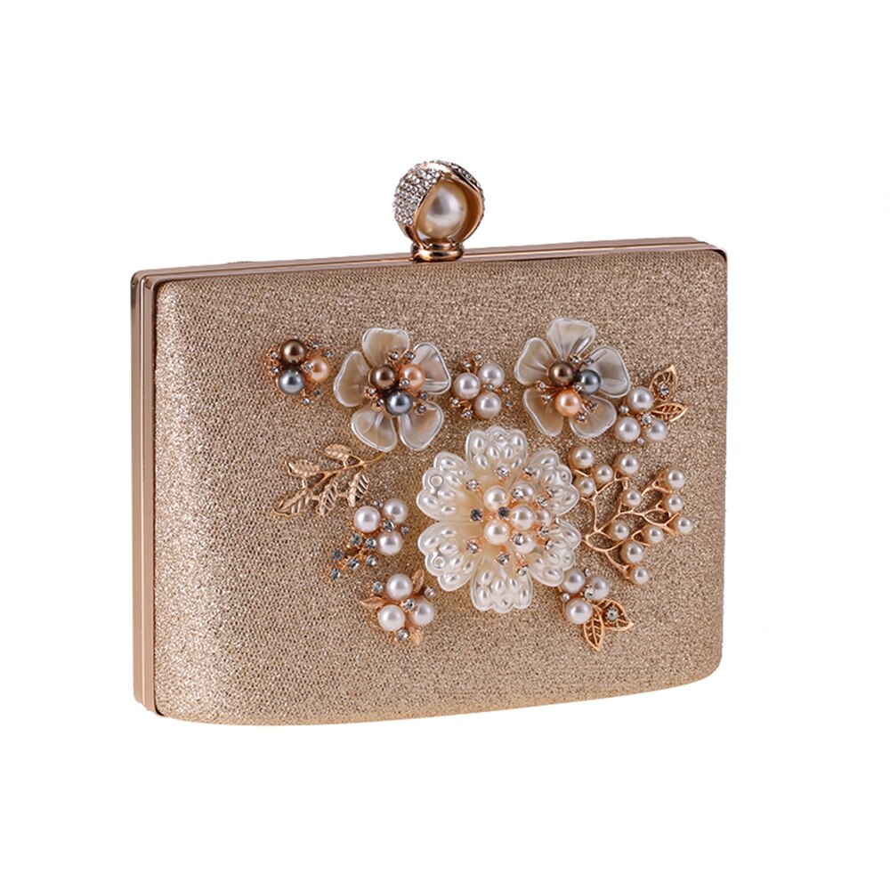 Delle nuove donne Della Perla Scintillante Sacchetto di Frizione di Sera/sacchetto di Cerimonia Nuziale Del Fiore Della Borsa del partito Portafoglio mobile sacchetto Del Vestito di Modo Della Catena borsa: Oro