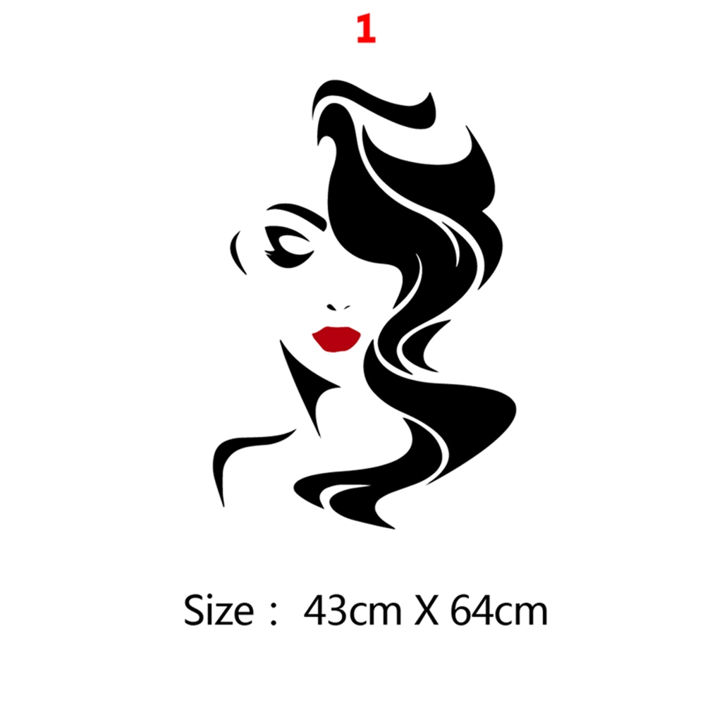 Skønhedssalon vægklistermærke smuk dame frisør til dame & #39 ;s røde læber vinyl makeup klistermærke hår frisør frisør mærkat: 1