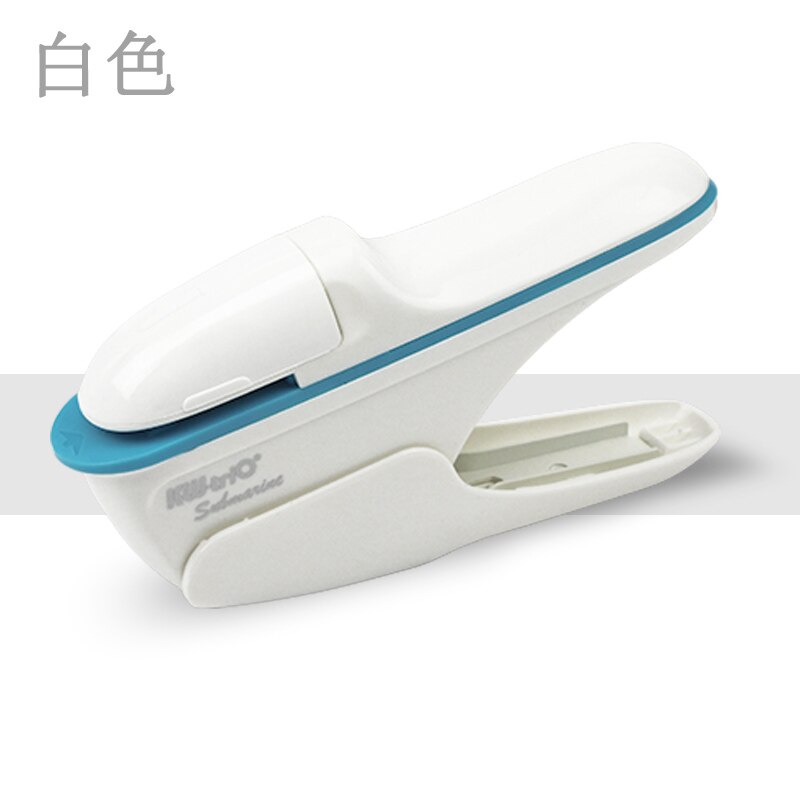 Grapa de seguridad de mano, 5299 sin grapas, sin grapas, 7 hojas de capacidad, grapadora de papel, suministros de encuadernación para oficina: 1pc White