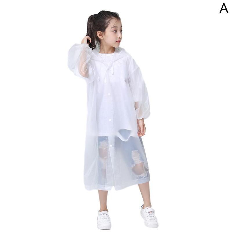 Crianças capa de chuva capa de chuva capa de poncho meninas meninos à prova dwaterproof água capas de chuva transparente descartável impermeável crianças casaco: White