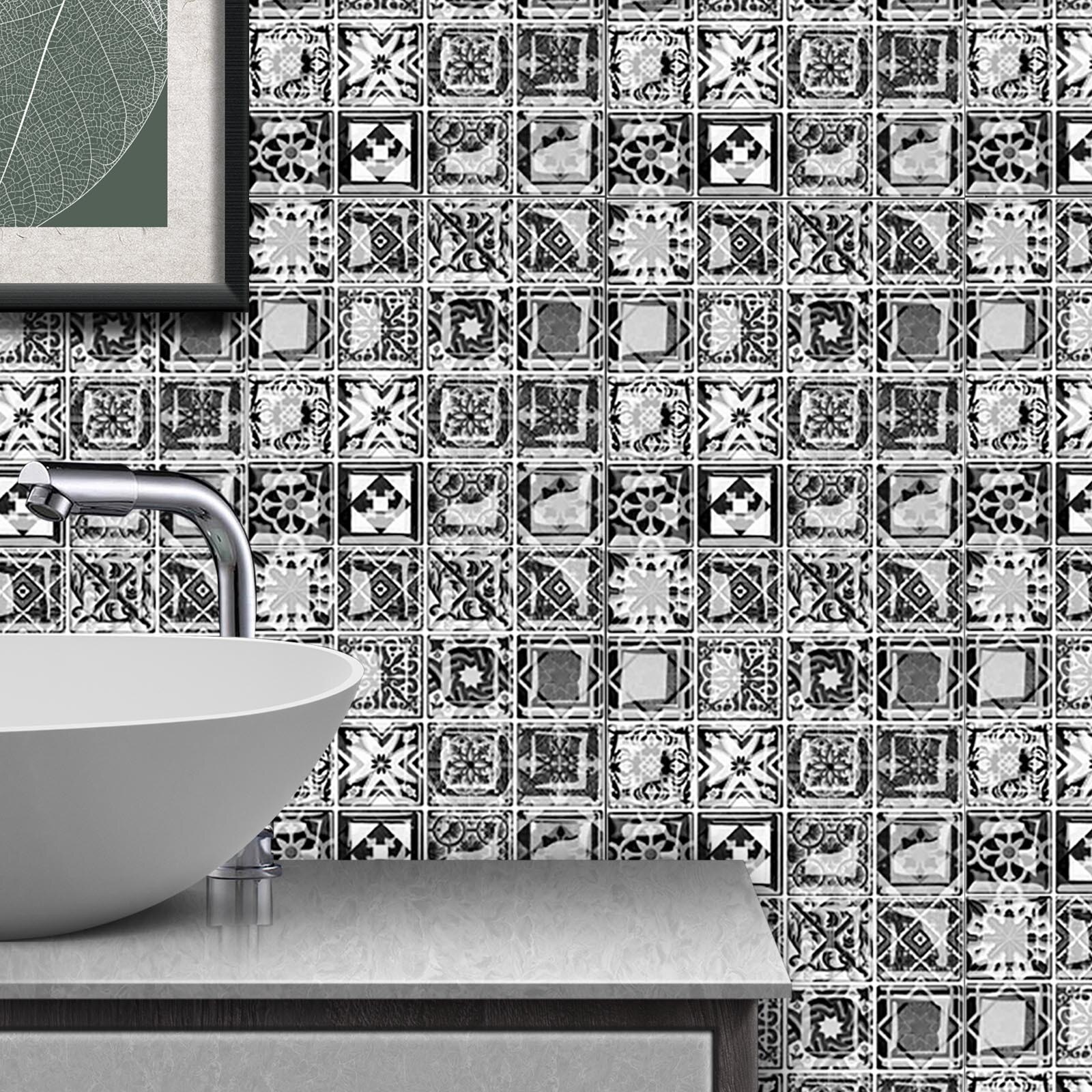 20pc Retro Pattern Surface Tiles 3D Self Adhesive Tile Sticker for Kitchen Bathroom Tables Floor Hard-wearing Wall Decals