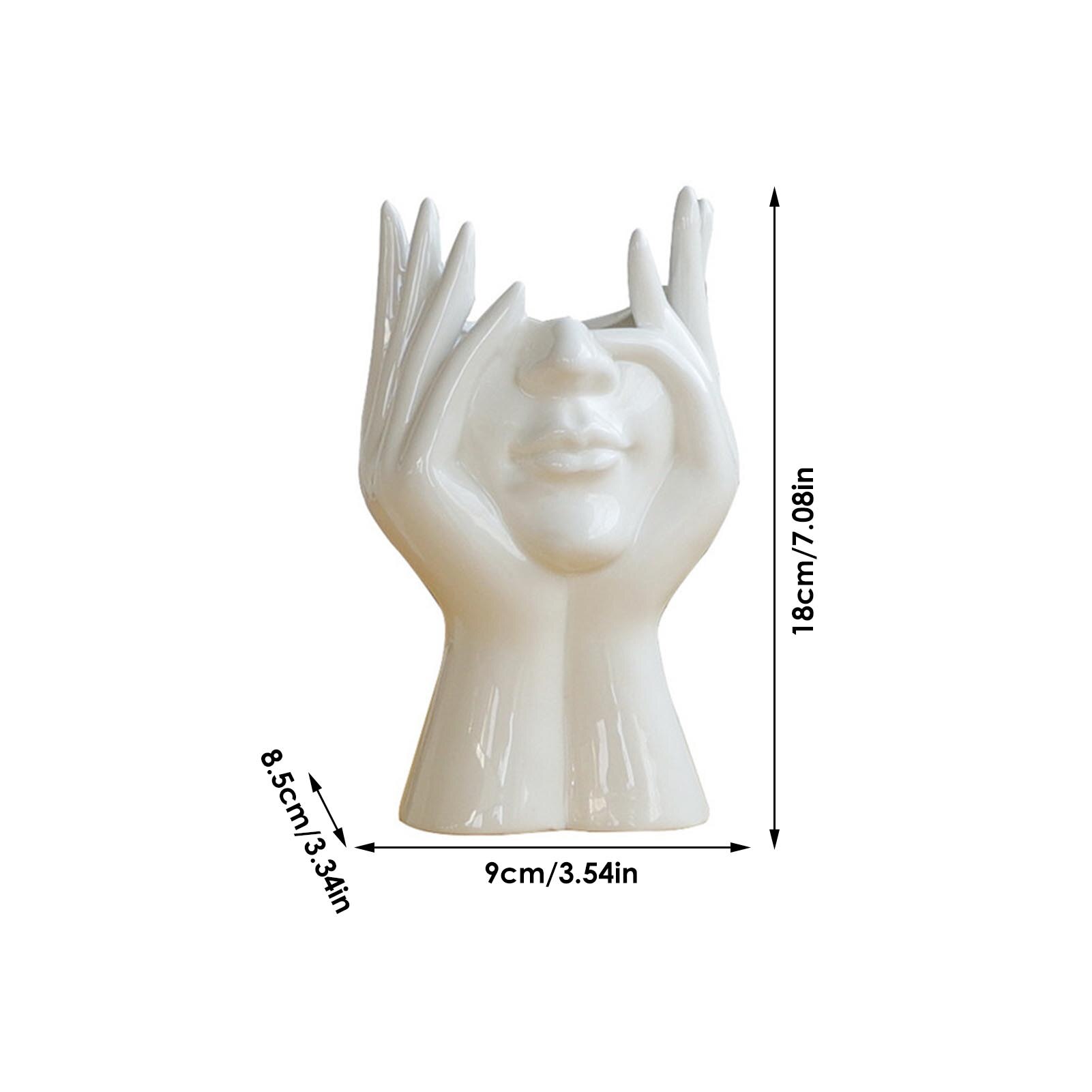 Ceramic Human Face Flower Vase Art Creatrive Sculpture Human Head Abstract Plant Flower Pot Home Decor Arrangement: H
