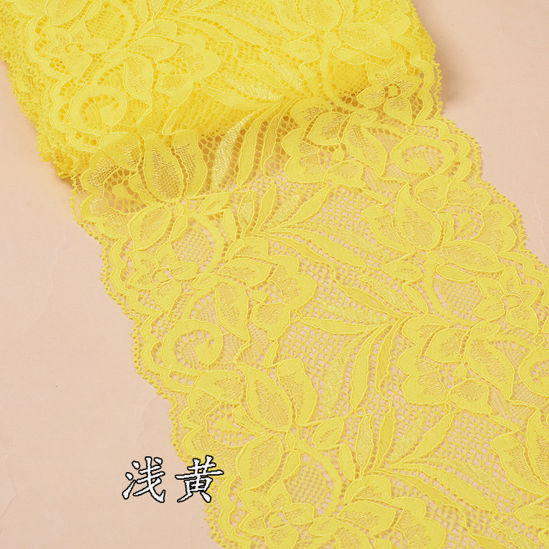 15cm Soft Elastic Floral Pattern Lace Ribbon DIY Crafts Supplies Lace Tape Dress Clothing Top Bra Decoration White Lace Trimming: Yellow