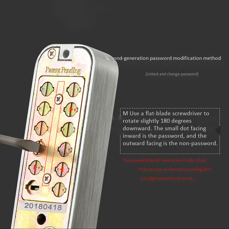 MOOL Mechanical Password Door Lock Home Office Room Door Lock Anti-Theft Door Password Key Dual-Use