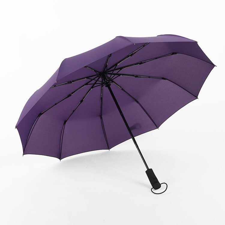 Ten Bones Fully Automatic Umbrella Sunny Umbrella Advertising Umbrella 3 Fold Umbrella Men's Business Christmas: Purple