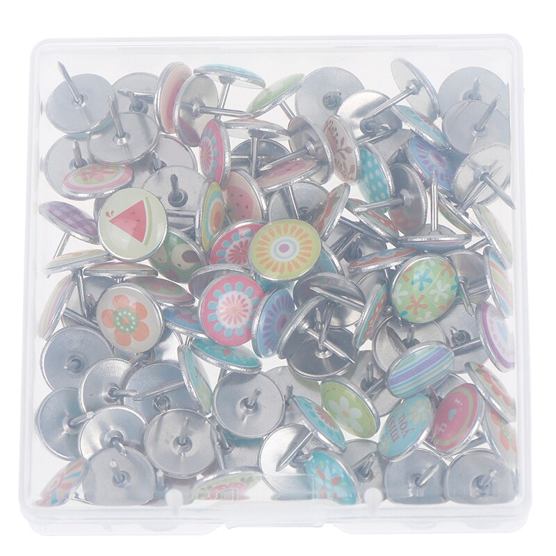 100 Uds flores hechas con frutas prendedores de Metal de colores papel variado mapa corcho tabla tapado fijación chincheta Pin Oficina escuela suministros
