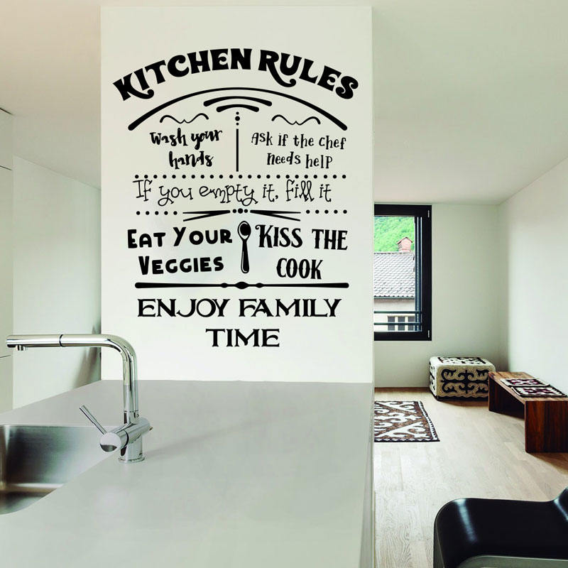 Kitchen Rules Decal Dining Room Wall Decal Kitchen Decal Sticker Kitchen Rules Sign My Wash Your Hands Decal Kiss J937