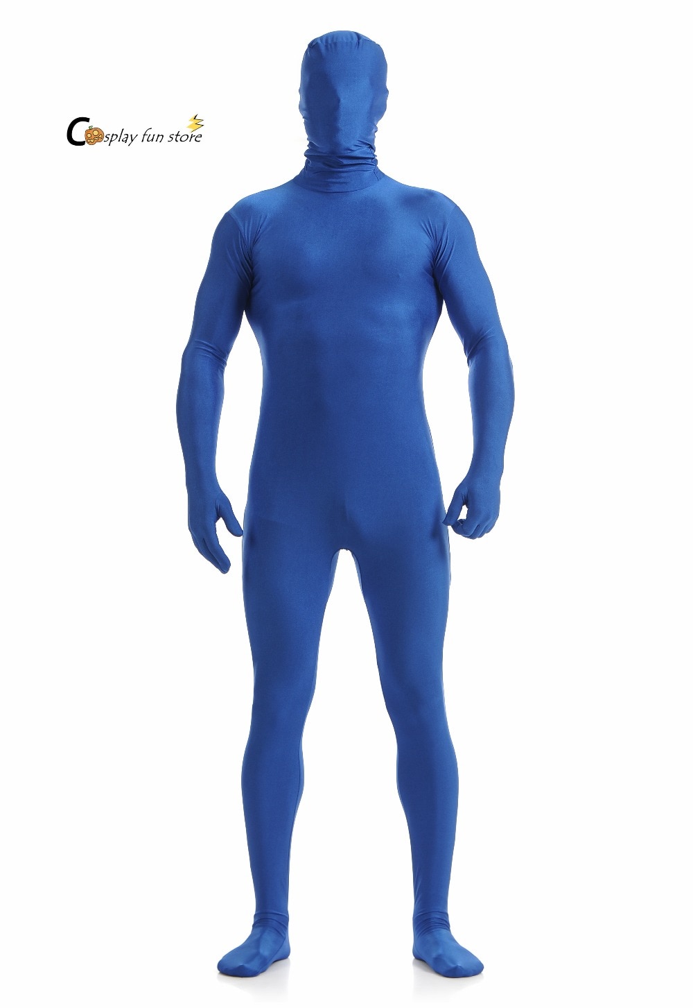 Adult Full Body Spandex Lycra Zentai Suit Lake Blue Tight Suits Pure Color Halloween Party Unitard