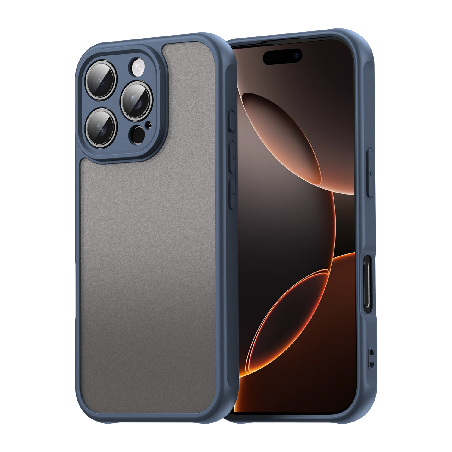 Funda de teléfono mate a prueba de golpes para iPhone 14 15 Pro Max Plus iPhone14 Pro Max, funda trasera acrílica de silicona suave: ABS / Azul