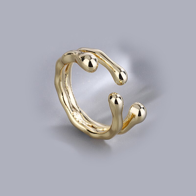 Bague en argent Sterling 925 véritable pour femmes, bijoux fins et minimalistes avec cœur creux, réglable, de fête: YELLOW