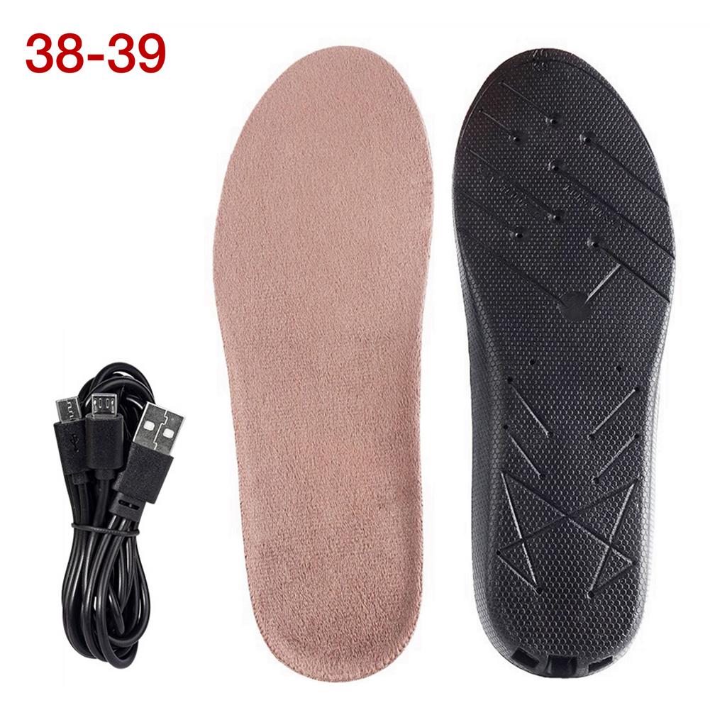 Winter Warm Beheizte Einlegesohlen USB Aufladbare Beheizte Schuhe Pads Fuß Erwärmung Einlegesohlen Elektrische Batterie Heizung Schuh Pad Ski Einlegesohle: Size 38 to 39