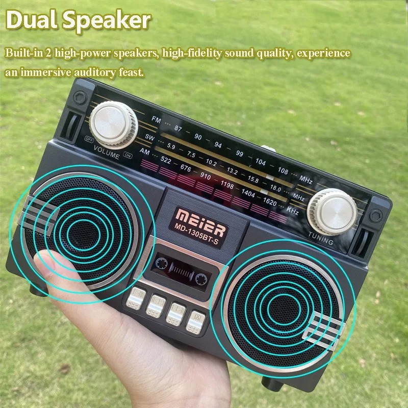 Retro Wireless Bluetooth Speaker FM AM SW Multi-band Radio USB TF Speaker Portable Broadcasting Receiver Radio
