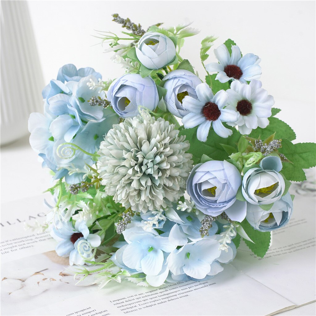 Kunstzijde Thee Rose Boeket Home Hotel Tafel Decoratie Nep Bloem Bruiloft Bruid Bedrijf Bloemen Boeket