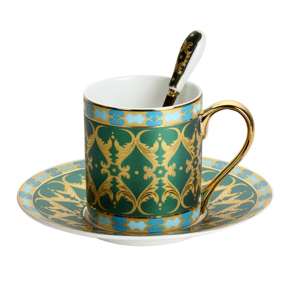 Porselen kaffe te kopper med tallerken, keramiske te kaffe krus sett teware sett drikke kopp krus sett