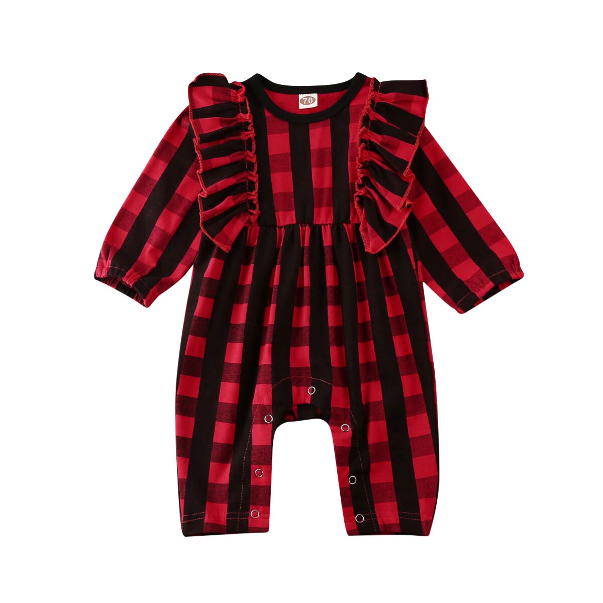 Sisters Brothers Matching Kids Baby Rompers 0-18M Boys Girls Christmas Plaid Print Long Sleeve Romper Outfits: Sister / 6M