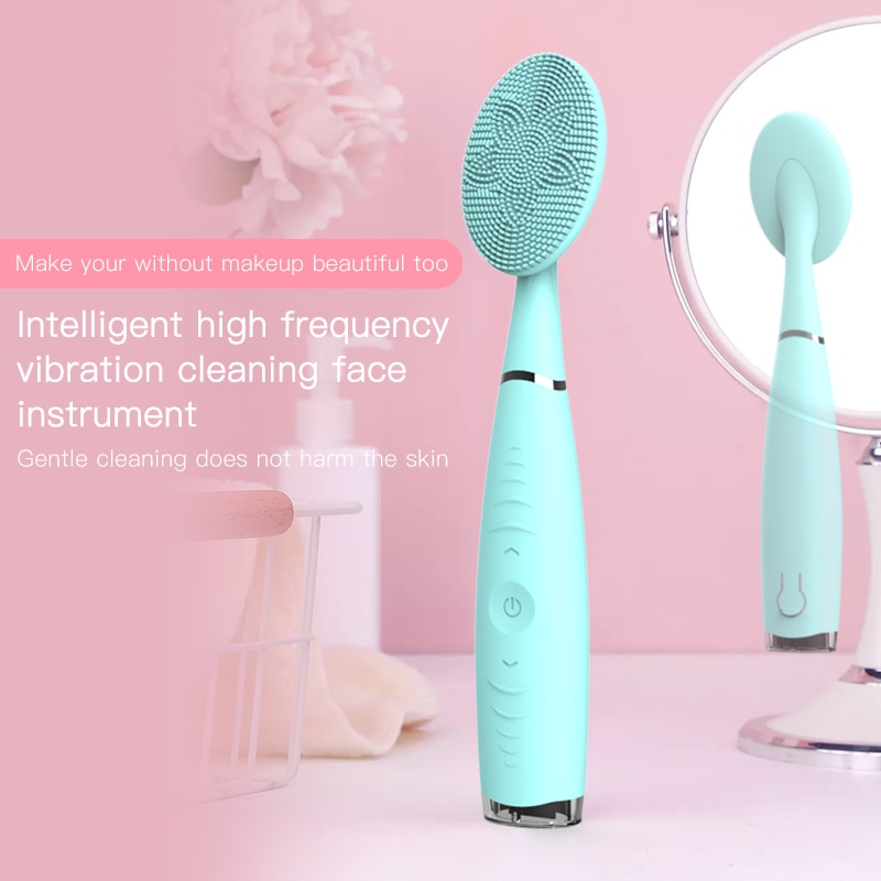 Charge Silicone Sonic Electric Facial Cleanser Handheld Facial Cleaning Device Face Cleaner Scrubber Washing Brush Instrument