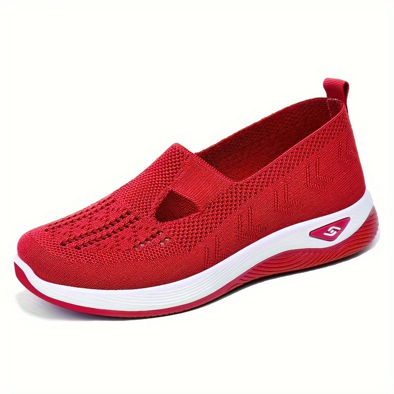 Vrouwen Wiggen Sneakers Schoenen Slip Op Flats Mannen Loafers Ademend Mesh Running Sneakers Dames Sportschoenen: Rood / 43