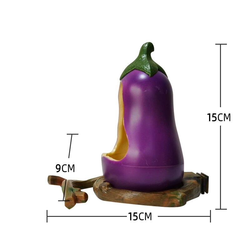 Comedero para aves, alimentador de frutas para loros, forma de fruta simulada, cuenco de Material plástico, caja de comida para naranja/granada: Eggplant