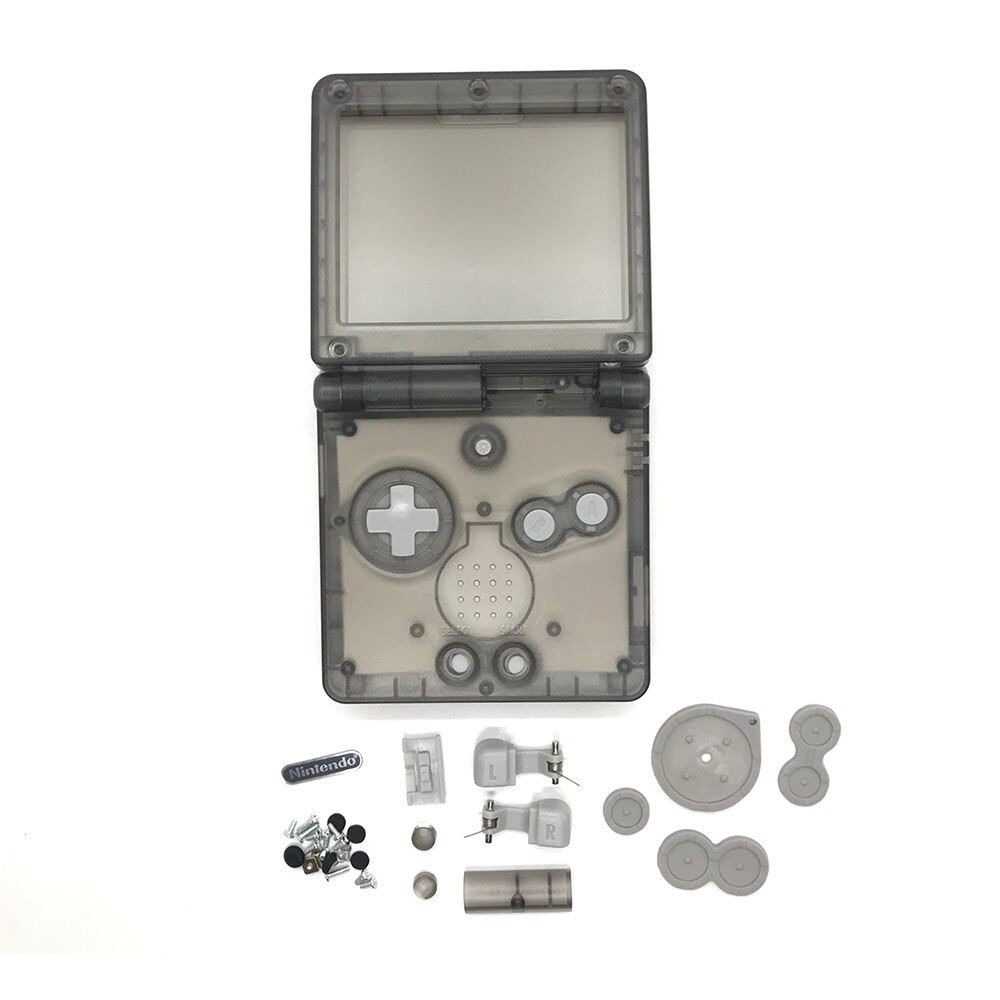 Clear Color Shell for GBA SP Shell For Gameboy Advance SP Console Shell Transparent Case With Buttons and Conductive pads: Clear Black