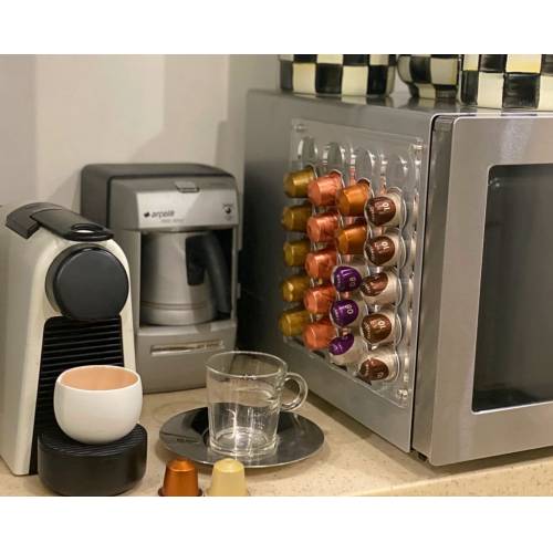 Nespresso -kahvikapseliteline / säilytyslaatikko dolce gusto kapseliteline / laatikon säilytyslaatikon pidinjalusta 360 kääntyvää: Vaaleankeltainen