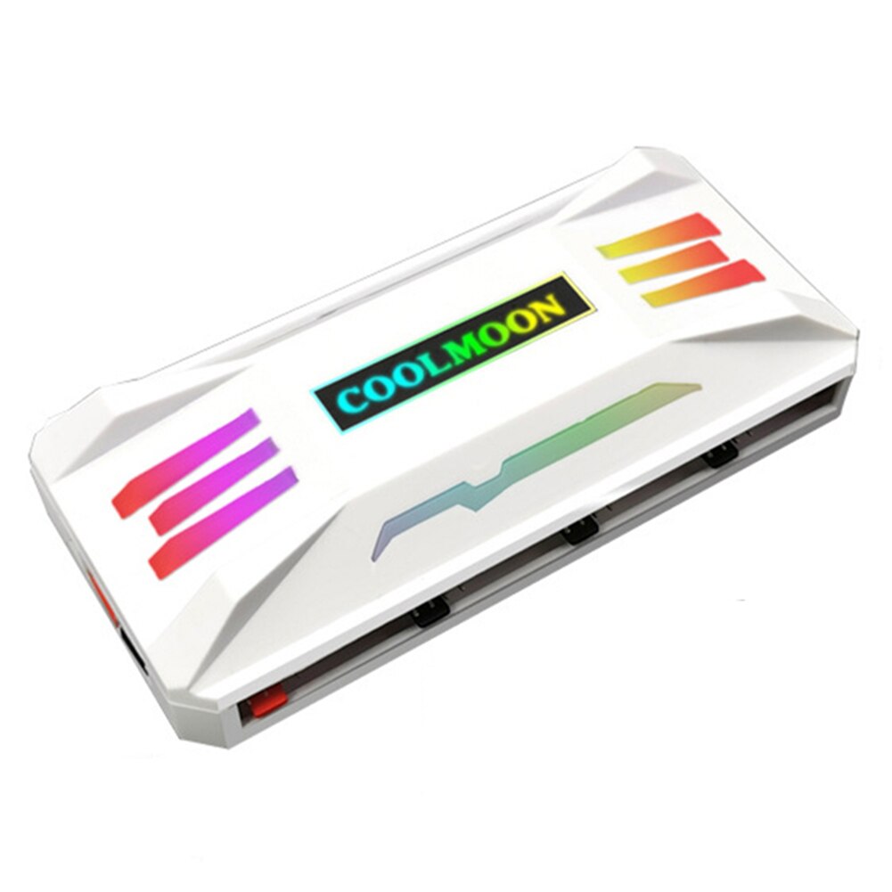 Coolmoon rgb pc kølesystem controller 4 pin pwm 5v 3 pin argb kølevifte smart intelligent fjernbetjening til pc case chassis: Hvid