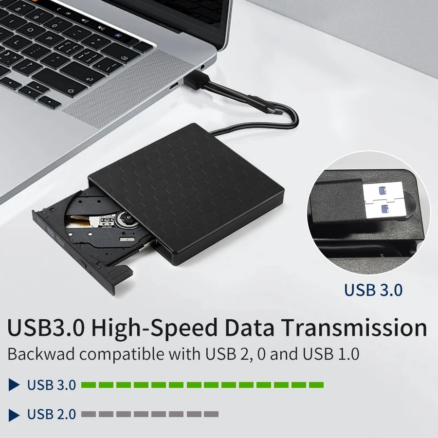 USB3.0 & Type C Slim CD Writer Burner Reader Player Optical Drive External DVD RW CD Drive For Laptop PC DVD Burner DVD Portatil