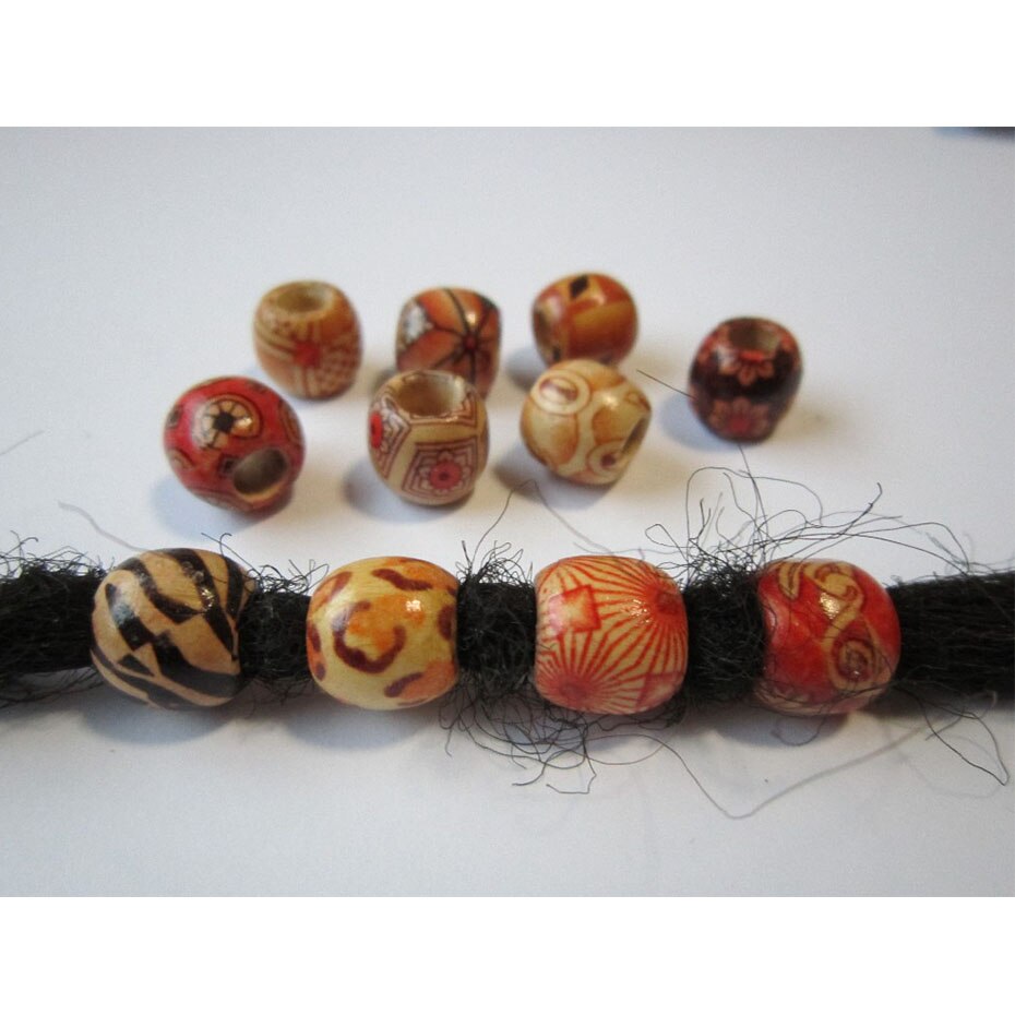 100 stk/pak dreadlock perle træ hårperler til fletning af hår 6mm hullers dreadlock perle/ring til fletning af hårextensions