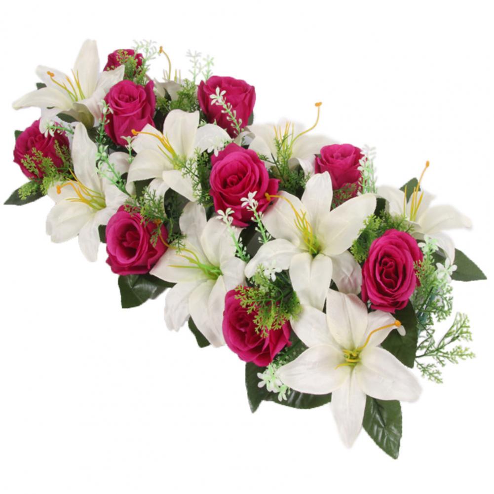 42cm Artificial Flowers Chic Shape DIY Artificial Rose Flowers Garden Fence Wedding Home Decoration Garland Table Decor Flower: green
