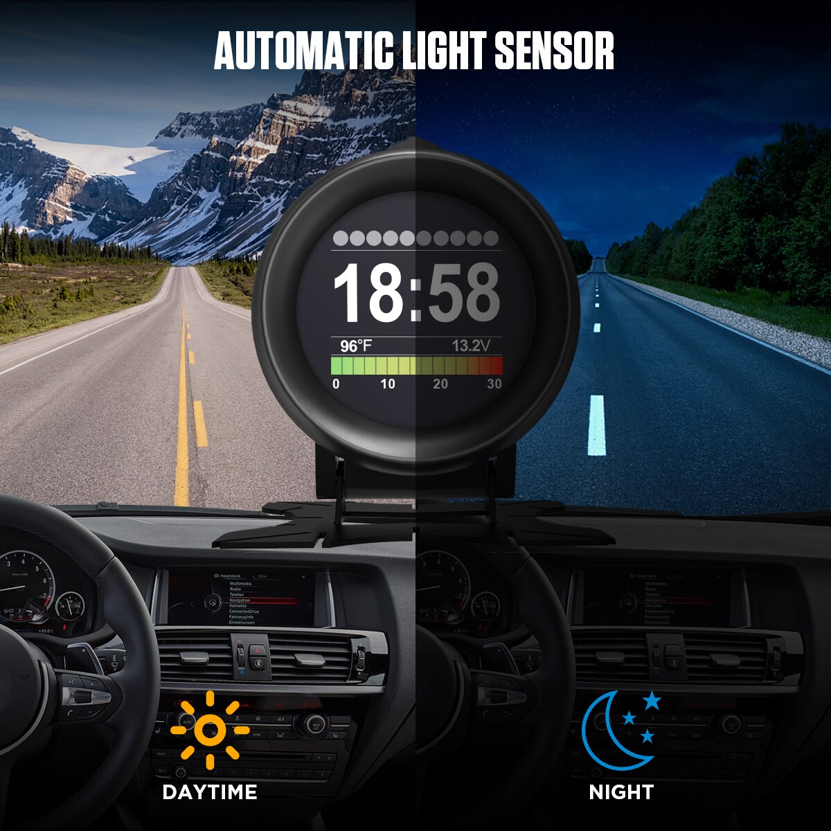 AUTOOL X60 OBD2 Display Speedmeter Tachometer Battery Voltage Water Oil Temperature Gauge Pressure Mileage Auto Scanner HUD