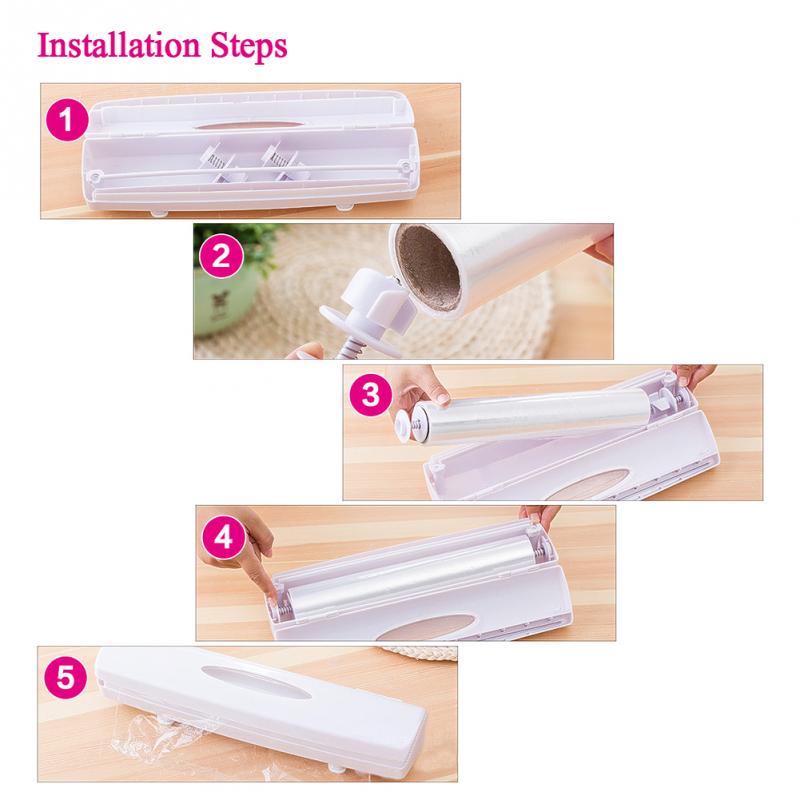 Plastic Wrap Dispenser Kitchen Cling Food Wrap Cutter Dispenser Preservative Film Cutter Kitchen Accessories