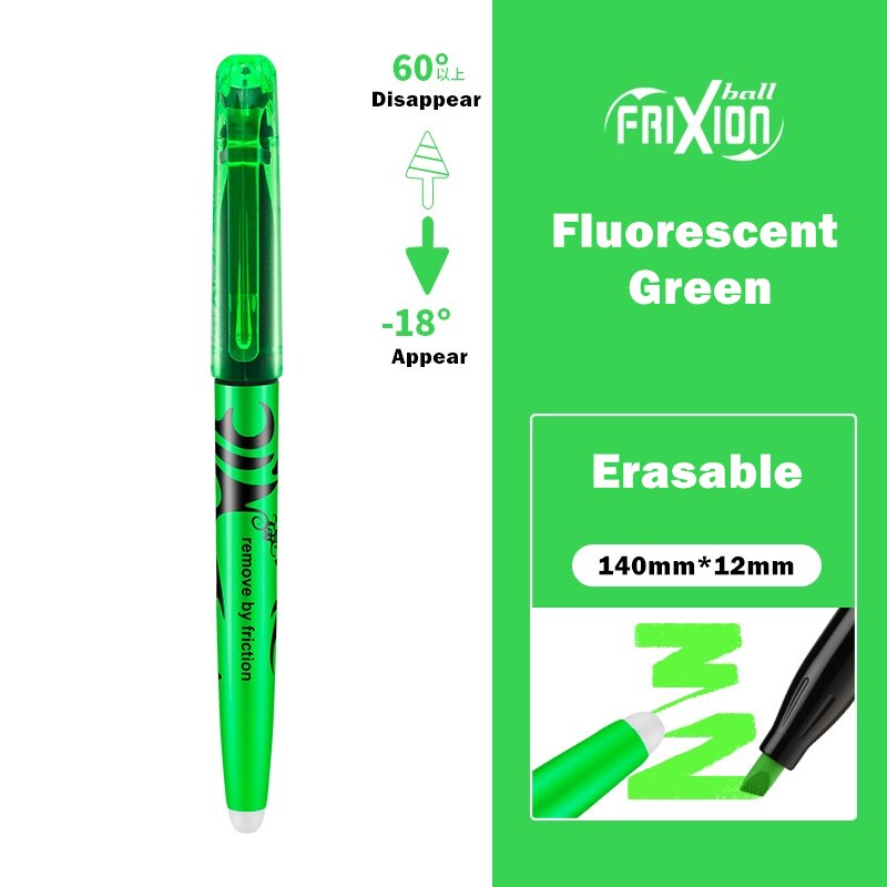 1pcs Pilot Erasable Highlighters Pastel Markers Pen Disappear Frixion Marker Liner Drawing Lettering Stationery H6250: Fluorescent Green
