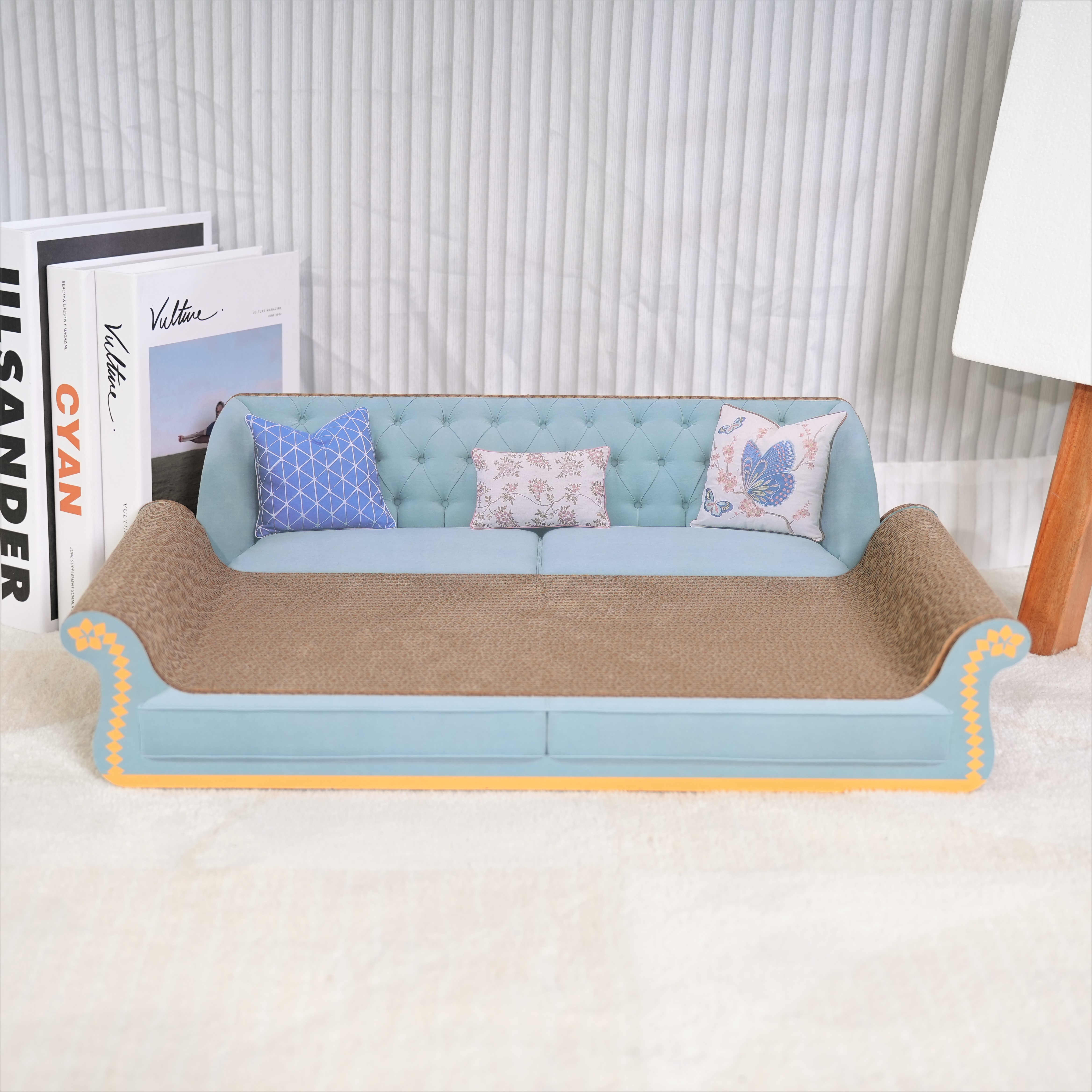 Bankvormig kattenkrabplankbed - 20 inch duurzaam golfkartonnen kat, modern stijlvol kattenbed, bescherm meubilair