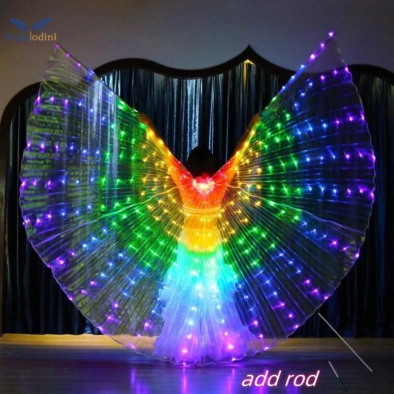 Angelodini LED Wings Adult Children Costume Cape Circus Led Light Luminous Costumes Party Show Led Isis Wings Dancewear: 3XS / Brown