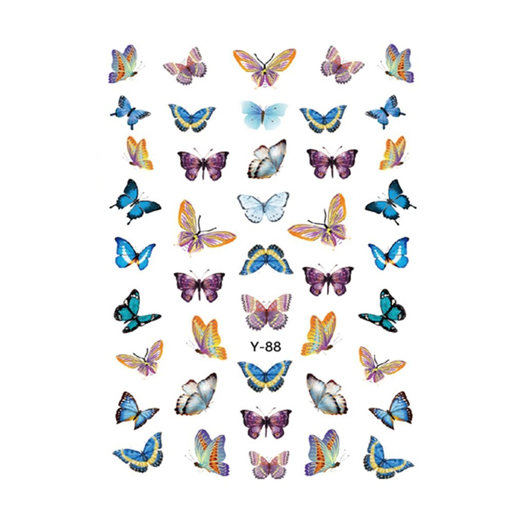 Nail Vlinder Sticker 3D Stickers Leuke Vlinder Nail Stickers Waterdicht Verfraai Nails Diy Template Creatieve Stickers: Y88