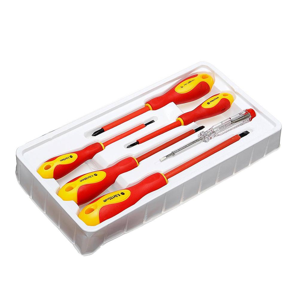 6pcs/set Practical Electricians Screwdriver Set VDA Electrical Insulated Kit Hand Tools Top: Default Title
