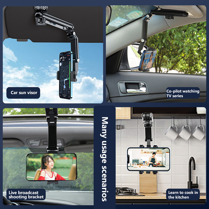 Good 1080° Multi-function Sun Visor Universal 360 Degree Rotating Phone Car Holder Rotatable and Retractable