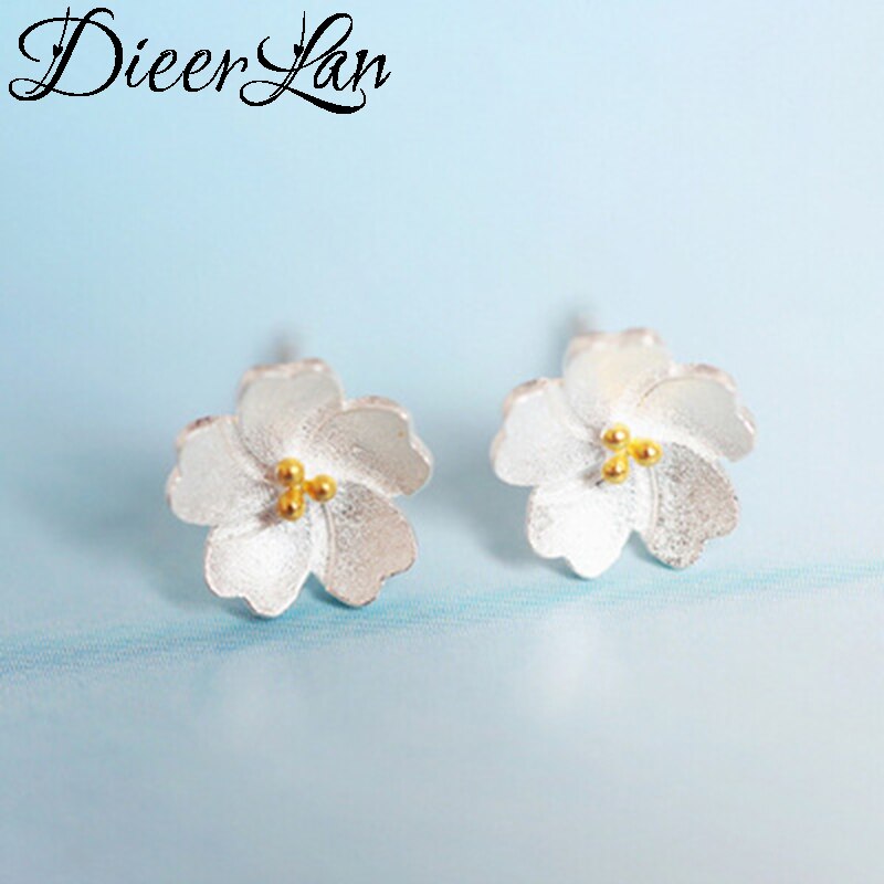 DIEERLAN Wedding Bridal 925 Sterling Silver Cherry Flower Earrings Necklaces Jewelry Sets for Women Girls Party Pendientes