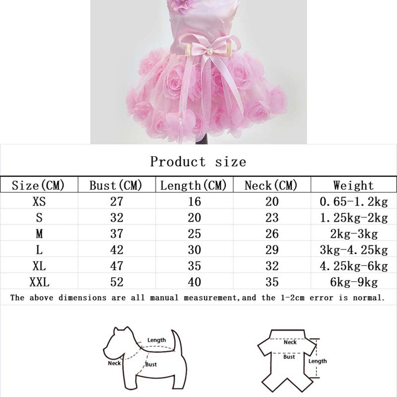 Pet Clothes Pet Dress Pure Color Breathable Cool Spring And Summer Dress Skirt Thin Section Rose Princess Teddy