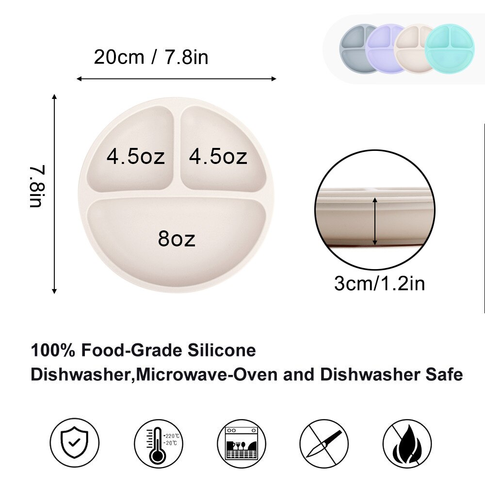 Suction Cup Plate Dispensing Baby Dishes Anti-slip Children's Tableware Silicone Feeding Set Food Bowl Blw Utensils Cutlery Acce