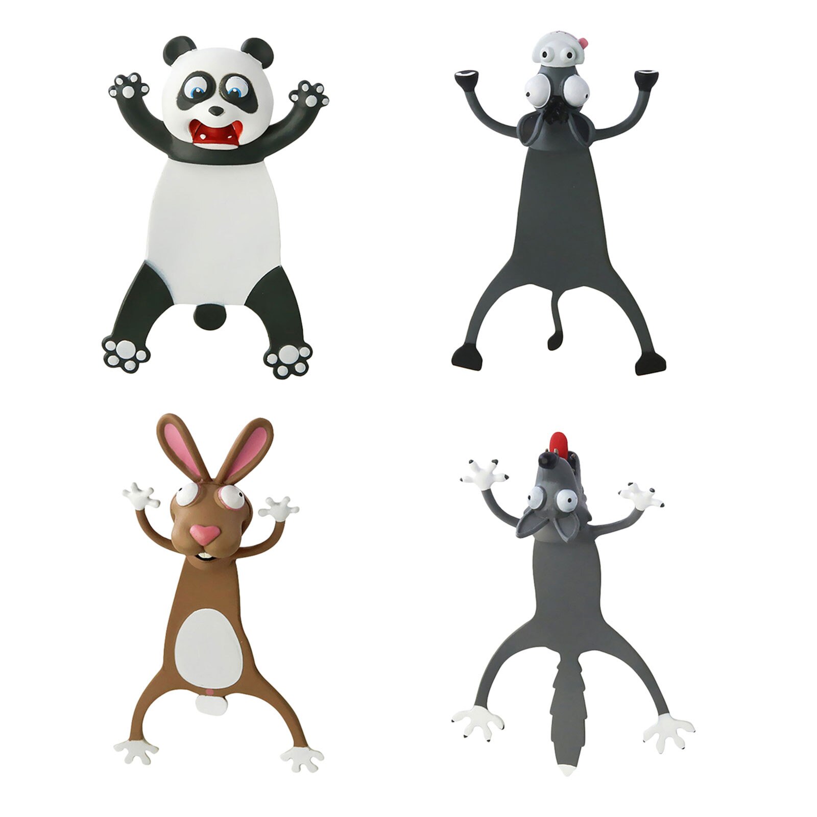 3D Stereo Kawaii Cartoon Lovely Animal Bookmark Wacky Bookmark Student 4PCS: A