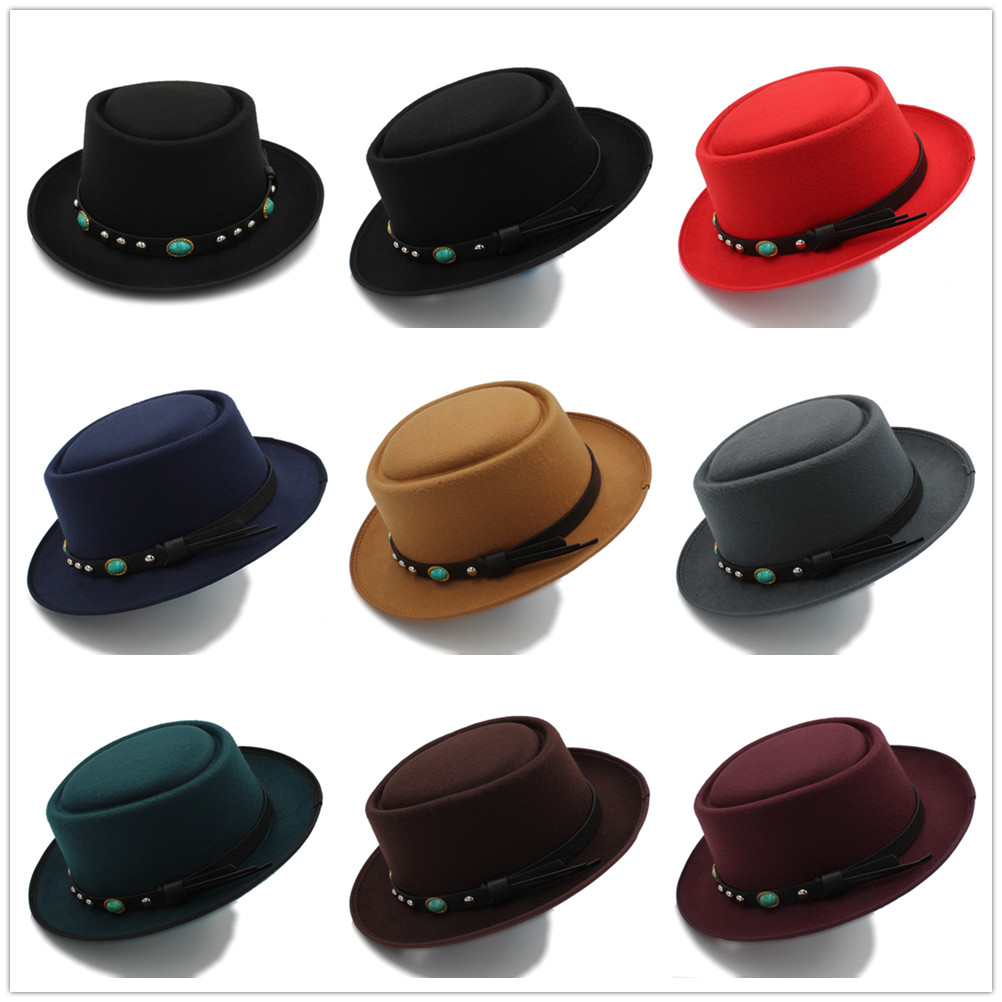 Chapeau plat en laine pour homme, chapeau Fedora, pour homme, papa, joueur, fascinateur, Trilby, église, taille 58cm