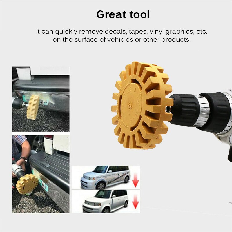 Car Glue Remover Sticker Film Remover Pinstripe Decal Eraser Rubber Disk Paint Cleaner Car Wash Cleaning Polish Auxiliary Tool