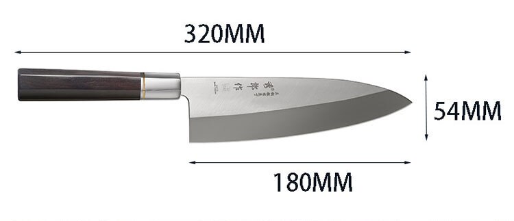 Couteau Gyuto japonais 9Cr18MoV, deux tailles, couteau à fileter Deba en acier inoxydable, tête de poisson, couteaux de cuisine, manche en ébène: 180mm