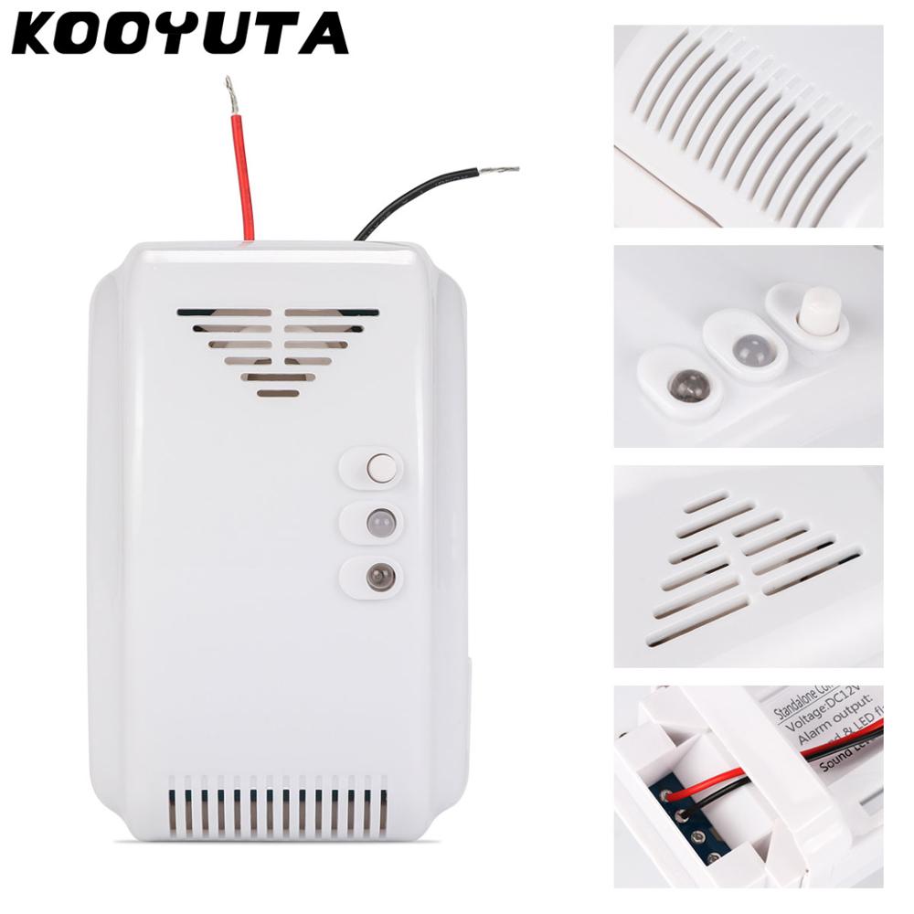 KOOYUTA 12V Combustible Gas Leak Detector Sensor LPG Natural Liquefied Gas Detector Propane Alarm for Home Alarm System Security