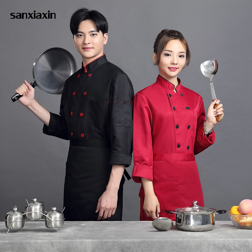 de transpirable unisex casual chef chaqueta doble pecho cocina catering restaurante servicio Uniforme de Trabajo