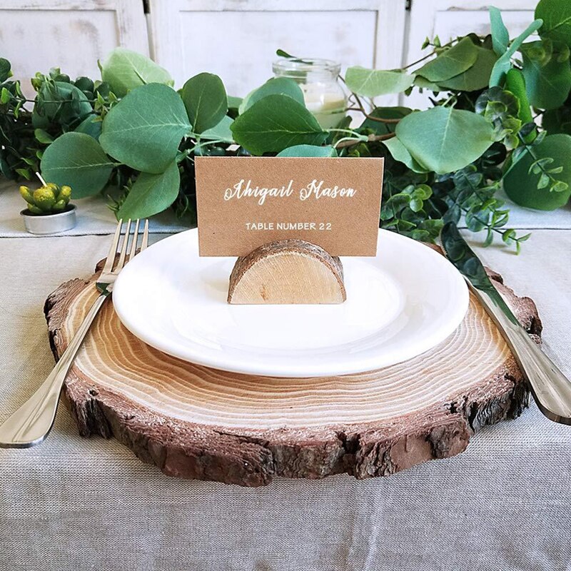 10Pcs Table Bark Memo Holder Stump Shape Menu Number Memo Stand Wedding Party Decor