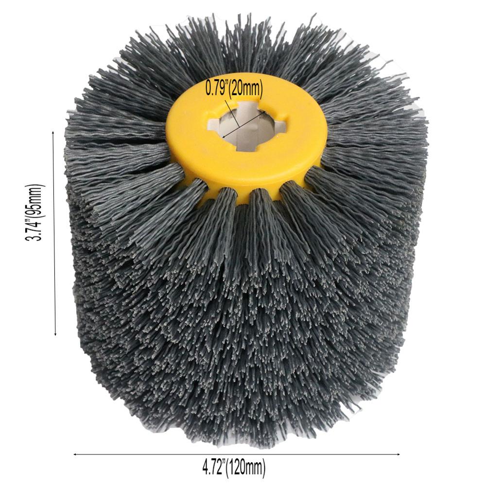 Cabezal de cepillo redondo de nailon, herramienta de pulido de Sisal, cepillo para pelo de caballo para muebles, escultura de madera, 1 unidad