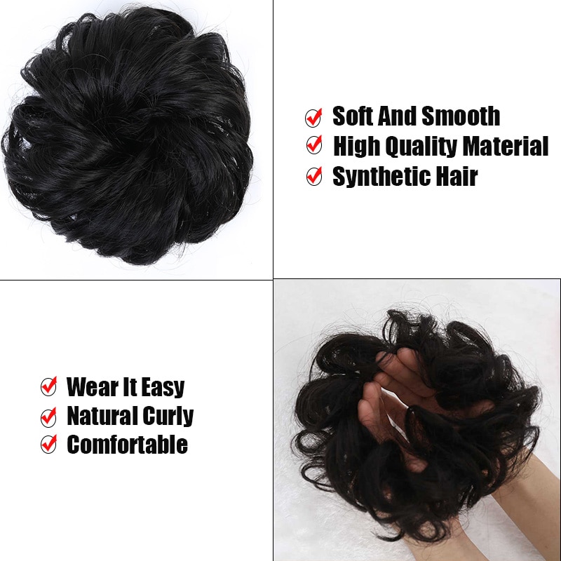 LUPU Women's Curly Chignon Messy Scrunchie Hair Bun Synthetic Hair Extensions Hairpieces High Temperture Fiber Black Brown
