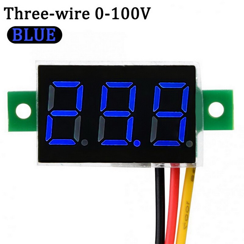 Mini digital voltmeter amperemeter  dc4.5-30v panel volt strømmåler tester med 2 ledninger ledet panel digital display 1 stk: B blå 4v-40v