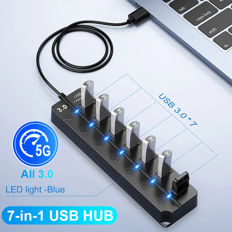 USB 3,0 Hub USB 2,0 Multi USB Splitter Hub 100cm Cable de largo expansor múltiple para ordenador portátil accesorios de PC adaptador Usb